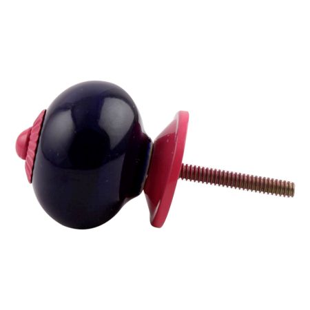 Navy Blue Round Pink Fitting Ceramic Knob